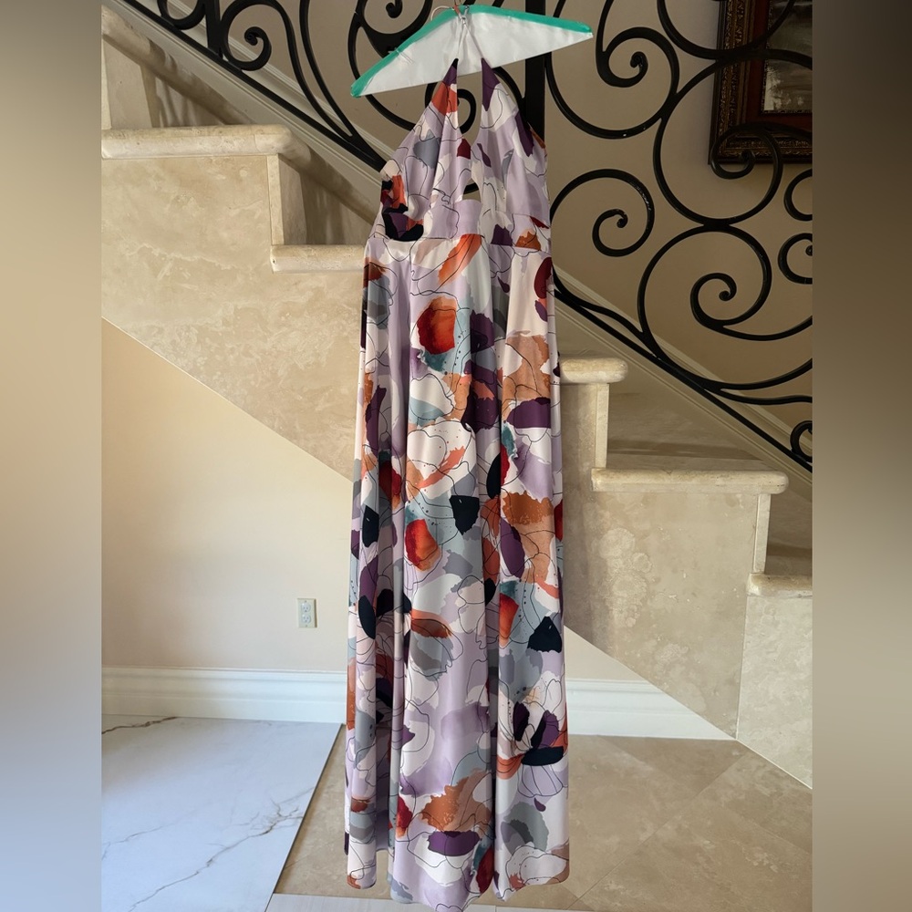 Floral Multicolor Halter Maxi Dress